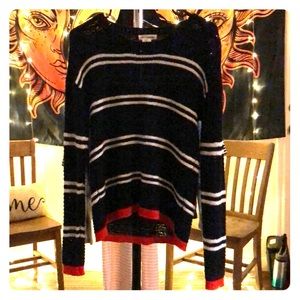 Navy loose knit sweater 85% cotton 15% nylon